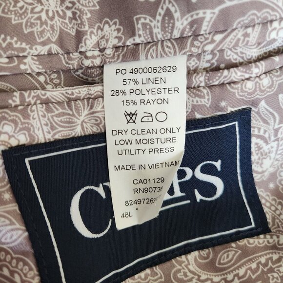 Chaps Blazer Sportcoat Mens‎ Sz 48L Beige Linen Blend 2 Button Center Vent - Picture 11 of 14